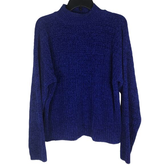 Vintage Nordica Sportsystem Sweater Mock Neck Royal Blue Acrylic Knit Sz Medium - Picture 1 of 6